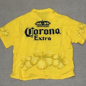 Corona Extra Imported Beer Cerveza Tropic Graphic Button-Up Floral Shirt Size XL